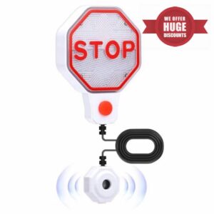 Ultrasonic Garage Parking Sensor Parking Assist Device Flashing Warning Indicator Light with Audible Alert Distance Measuring Stop Indicator for Home Garage Workshop Plug or Battery (White)