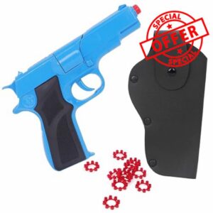 Toyland® 17cm (7”) Blue Die-Cast Metal Command Toy Pistol with Holster - 8 Shot Cap Gun With 96 Shots Included -Action Role Play Set for Kids - Fancy Dress Accessories - Ages 3+