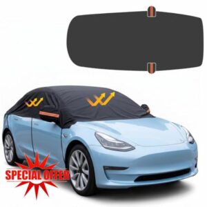 Ninonly Half Car Cover Waterproof 210D Universal Car Covers Waterproof All Weather Protection from Rain Dust Sun Leaves for Windshield