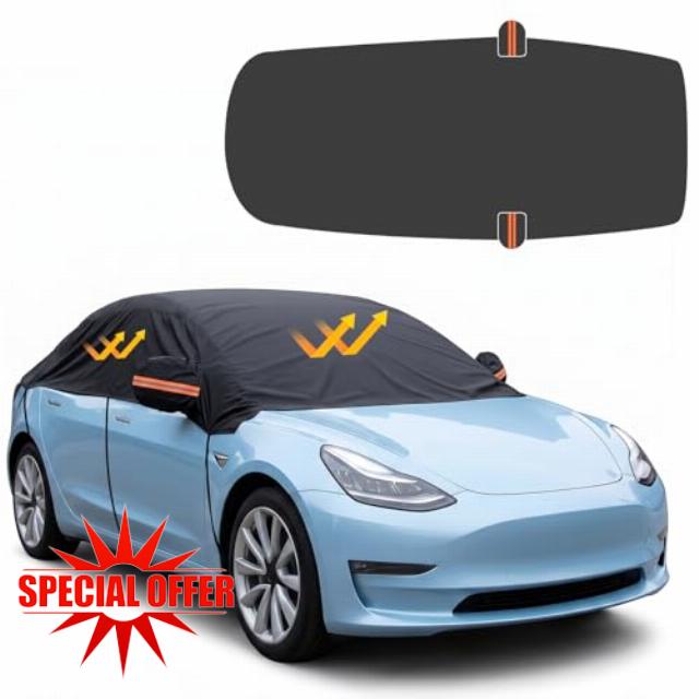 Ninonly Half Car Cover Waterproof 210D Universal Car Covers Waterproof All Weather Protection from Rain Dust Sun Leaves for Windshield