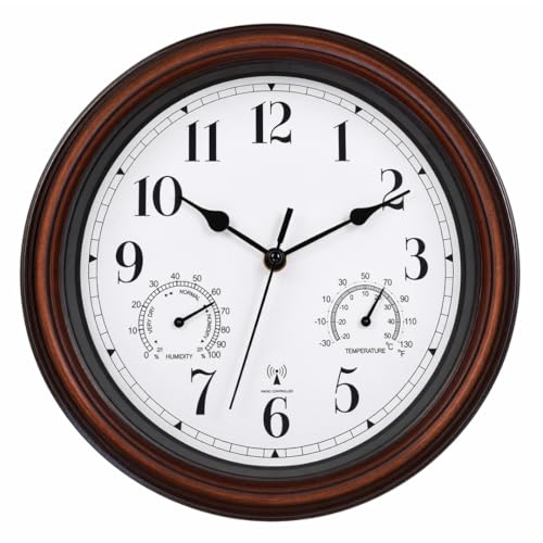 31cm Garden Wall Clock Weatherproof with Temperature & Humidity Dials