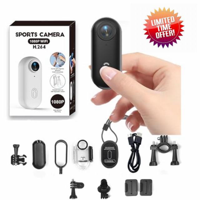 Zeerkeer 1080P Mini Motorcycle Sports Camera - 360 Degree Underwater Camera with Wi-Fi