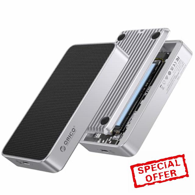 ORICO 80Gbps M.2 NVMe SSD Enclosure Dual-chip Compatible with Thunderbolt 5/4/3/USB 4 / USB3.2/3.1/3.0 M-Key/(M&B) Key NVMe SSDs up to 8TB Fanless Silent Cooling- X50PRO