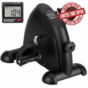 Mini Exercise Bike Pedal Exerciser Portable Under Desk Foot Cycle for Arm & Leg Fitness with LCD Monitor Adjustable Resistance Black