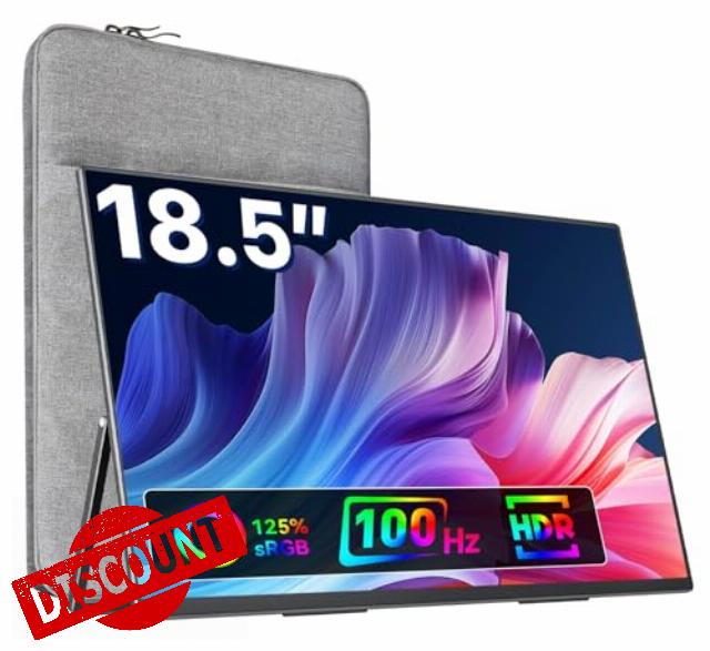 VisionOwl Large Portable Monitor 18.5 Inch 1080P FHD 100Hz Laptop Monitor 125% sRGB HDMI USB-C Portable Screen for Laptop Mac Surface PC PS5 Xbox Built-in Kickstand & Speakers