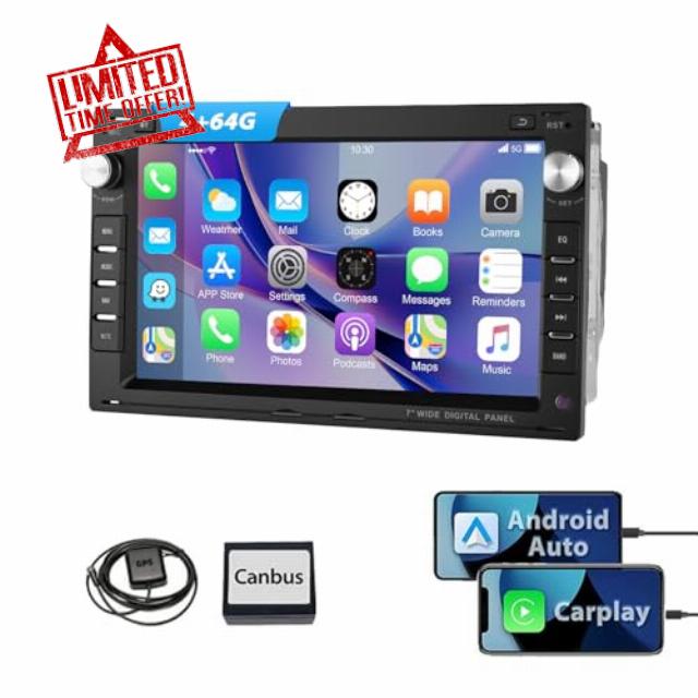 ESSGOO 4+64G Android 15 Wireless CarPlay Android Auto Car Stereo Radio for VW Polo MK3/4 9N Golf 4 Passat B5 T5 Seat Skoda