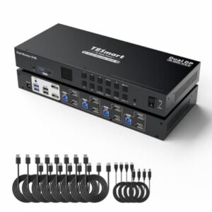 TESmart DisplayPort KVM Switch 4 Computers 2 Monitors 4K@60Hz