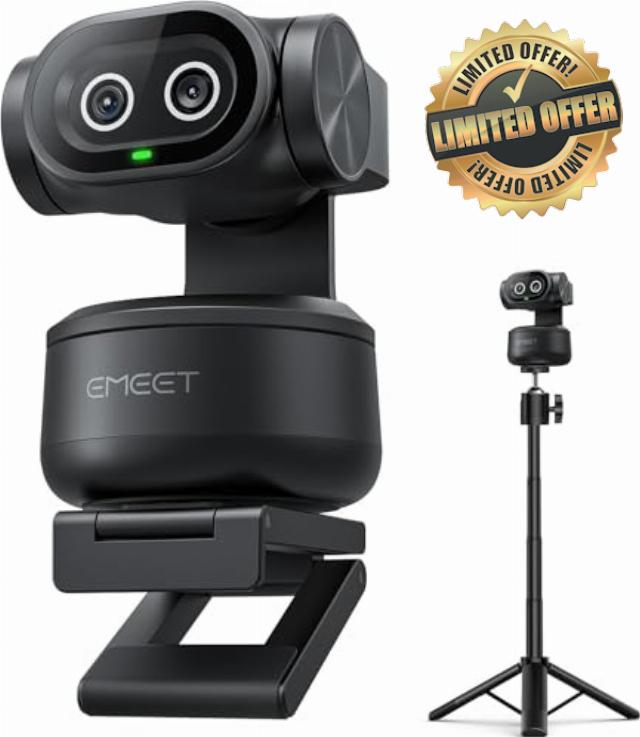 EMEET PIXY Dual-Camera AI-Powered PTZ Camera 4K with Tripod