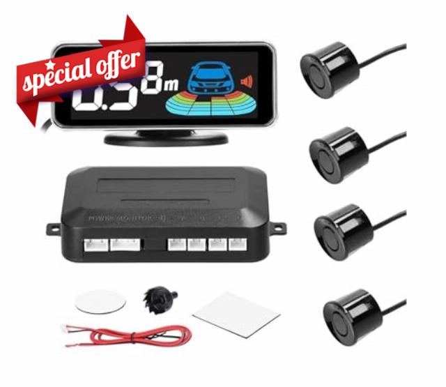 Car Rear Reversing Radar With 8/4 Pcs Parking Sensors LCD Distance Display Sound Warning Buzzer Car Parking Sensor(Black-Rear Pair)