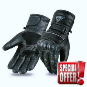 Motorcycle Gloves Waterproof Winter Leather Thermal Riding Gloves with TPU Knuckle Protection