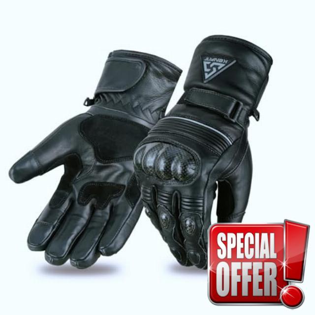 Motorcycle Gloves Waterproof Winter Leather Thermal Riding Gloves with TPU Knuckle Protection