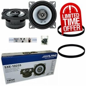 2 ALPINE SXE-1025S SXE 1025S 2 way coaxial speakers 10 cm 100 mm 4" 25 watt rms and 180 watt max for standard car door housings