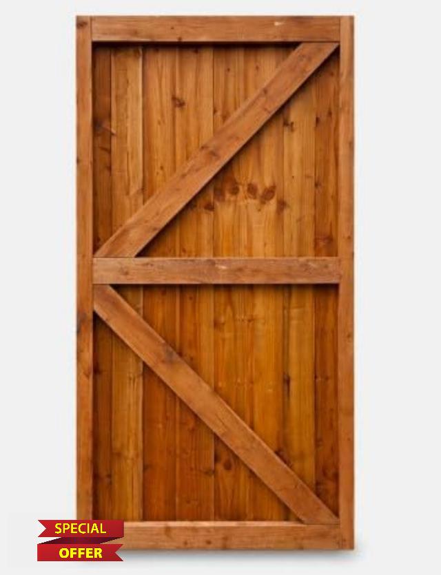 Super Heavy Duty Wooden Garden Gate Made to Measure – Pressure Treated Timber Featheredge Closeboard Pedestrian Gate (Height 177cm x Width 89cm)