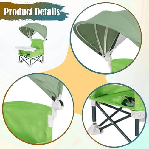 Folding High Chair with Extendable Canopy Detachable Tray