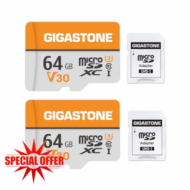 GIGASTONE 64GB Micro SD Card 2-Pack