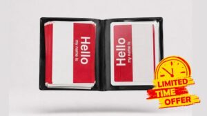 Hello by Blake Vogt – Visual Name Tag Change Gimmick with Examinable Souvenir Sticker – Modular