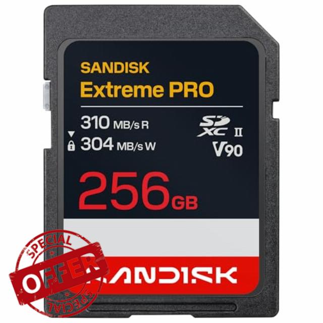 SANDISK Extreme PRO SD UHS-II V90 Card 256GB (read speeds up to 310MB/s