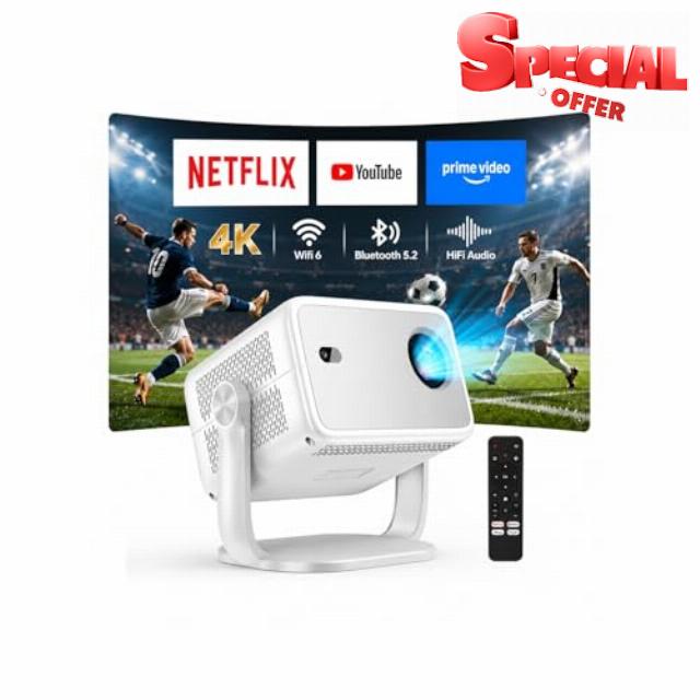 Smart 4K Projector【Officially-Licensed APP & Auto Focus & Keystone】