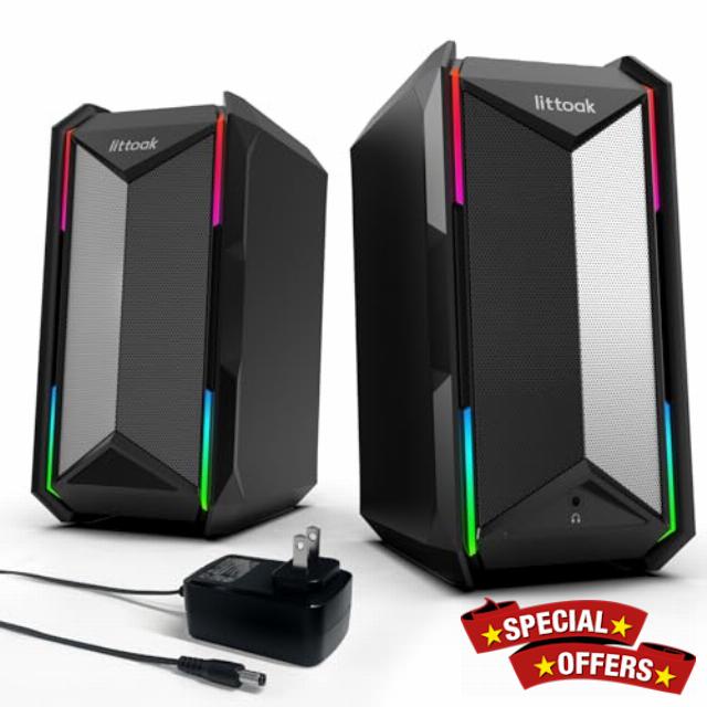 BESTISAN Computer Speakers with Bluetooth and AUX for PC