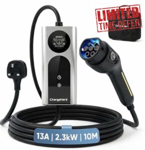 10M Portable EV Charger Type 2 UK 3 Pin Plug – Extra Long Granny Charger for Home & Driveway Charging
