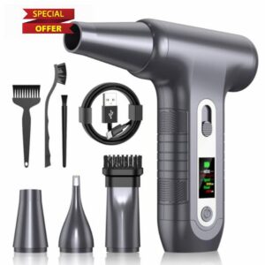 Electric Compressed Air Duster 200000 RPM with HD Display - Mini Blower with LED Light for PC Cleaning