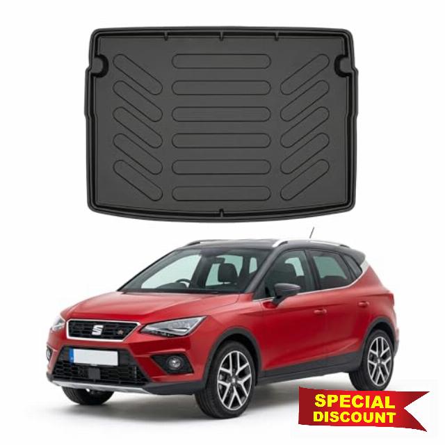 Heavy-Duty Rubber Boot Liner for Seat Arona 2018–2024 – Waterproof Non-Slip Boot Protector with Raised Edges - Compatible with Seat Arona 2018–2024 Upper Boot Positio