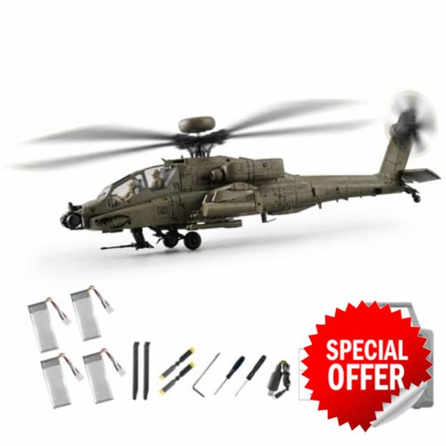 NULA RC-ERA C170 AH-64D 6CH RC Helicopter 1/48 Flybarless Military Aircraft With Optical Flow Positioning