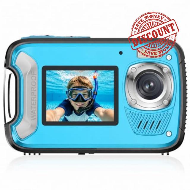5K 33FT Underwater Waterproof Camera with Autofocus & Dual Screen