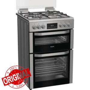 Hotpoint HDD6GDC2WX 60cm Double Oven Dual Fuel Cooker - Stainless Steel - A/A Rated           [Energy Class A]