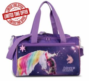 Unicorn Academy Girls' Sports Bag 12L with Zip Main Compartment & Front Pocket