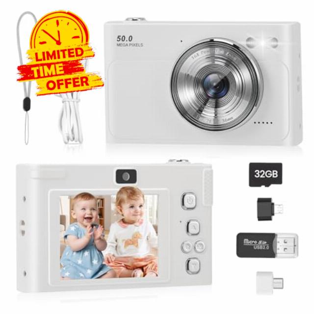 Digital Camera 1080P FHD 50MP Compact Camera with 2.4" Screen