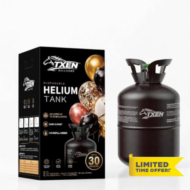 TXEN Disposable Helium Tank | Helium Balloon Canister for Parties | 7L Helium Gas for Balloons | Includes 50 Balloons & Ribbon | Birthday