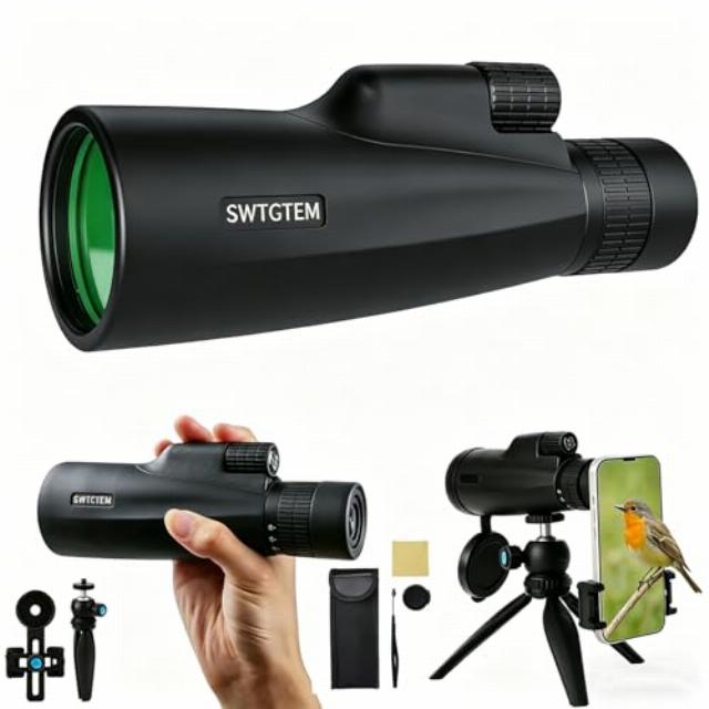 10-30x50 HD Zoom Monocular with Smartphone Adapter Tripod