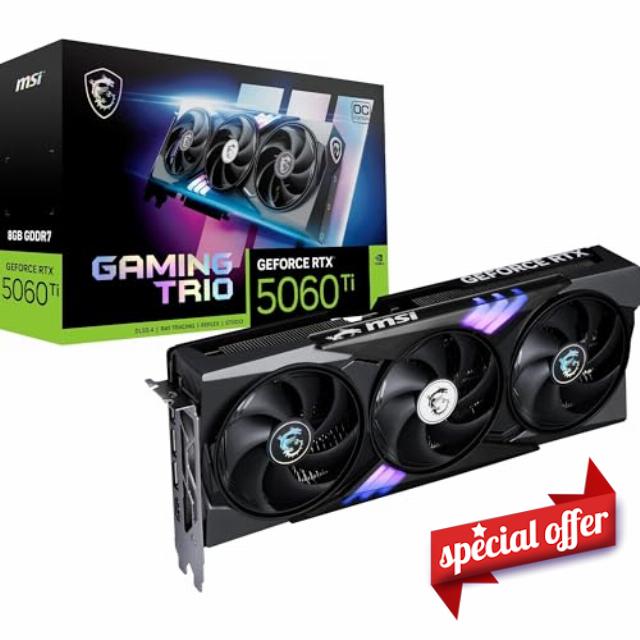 MSI GeForce RTX 5060 Ti 8G GAMING TRIO OC Graphics Card - RTX 5060 Ti GPU