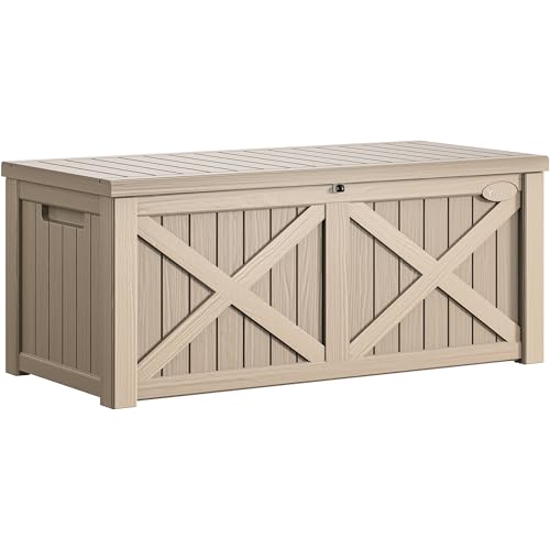 Waterproof Resin Deck Box Cushion Storage Bench for Patio