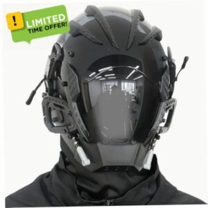 Cyber Mask LED Light Cyber Helmet Techwear Futuristic Mask Gothic Halloween for Men Cosplay Halloween Costume Accessories