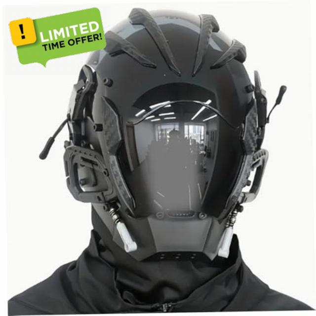 Cyber Mask LED Light Cyber Helmet Techwear Futuristic Mask Gothic Halloween for Men Cosplay Halloween Costume Accessories