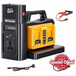 2-in-1 Portable Inverter Charger for DeWalt 18V Battery