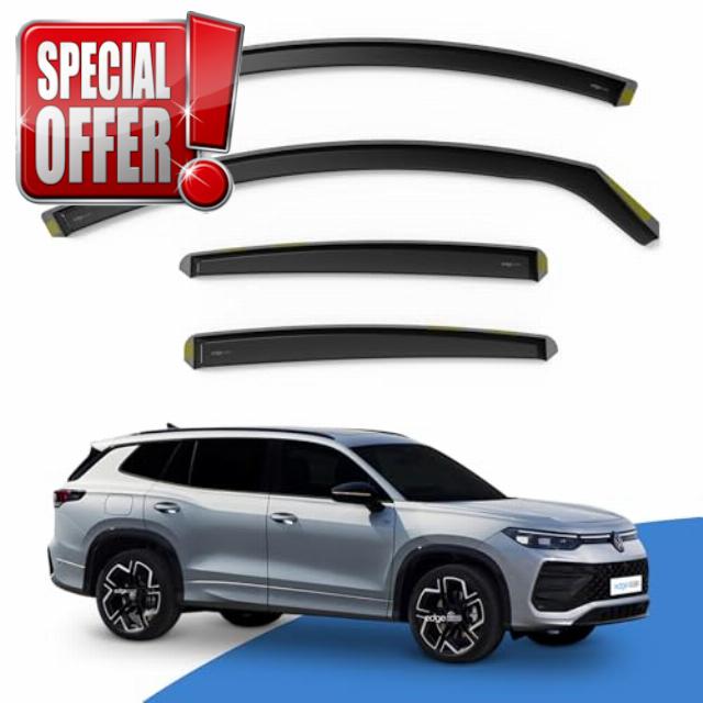 EdgeVisors Wind Deflectors | Fits: VW Tayron MK2 (2024-Onwards) 5 Door SUV 4pc Set | In-Channel Rain Guards for Wind