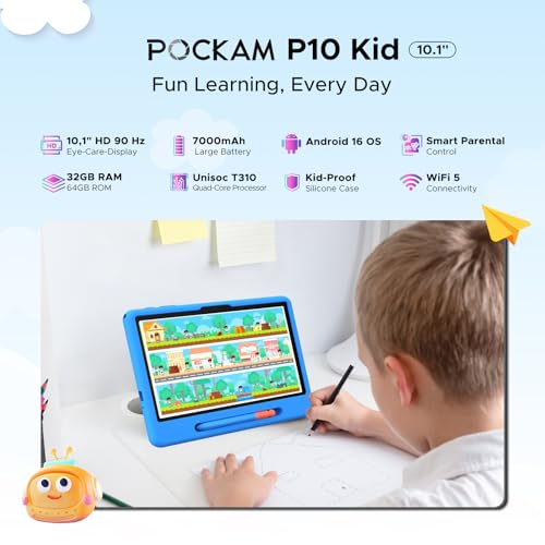 10 inch tablet Android 16 Tablet for Kids Ages 3-12 Years