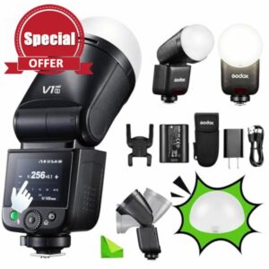 Godox V1 Mid S with Diffuser Dome(Godox AK-R11) TTL Round Head Camera Flash for Sony