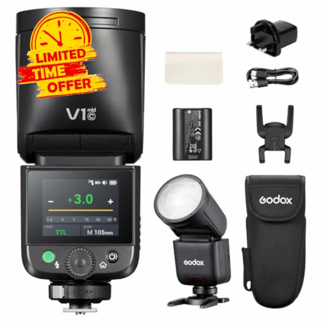 Godox V1 Mid C 55Ws Round Head Camera Flash for Canon