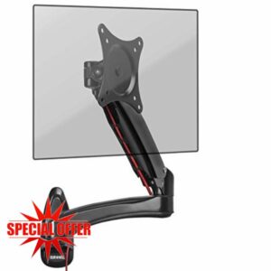 Duronic (Renewed) DM55W1X2 Spring Single LCD LED Sprung Wall Mount Arm Monitor Stand Bracket with Tilt and Swivel (Tilt -90°/+85°|Swivel 180°|Rotate 360°)