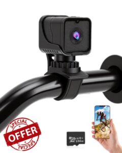 Bike Handlebar Camera WiFi Action Cameras Mini Action Cam 120°Wide Angle 1080P HD Dashcam for Bicycle