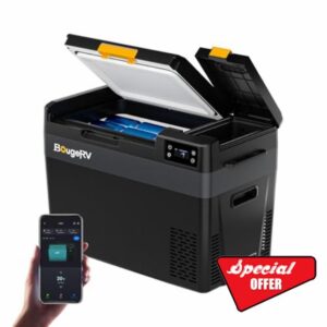 BougeRV CRX3 28L Car Fridge 12V Compressor Fridge Freezer with App Control -22℃ to 20℃ 35dB Portable Car Refrigerator 12/24V DC 230V AC for Camping Outdoor Travel Campervan RV Boat Home (2026 New)