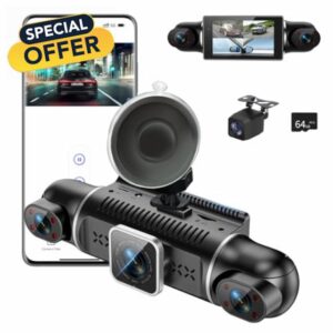 Dashcam Front and Rear 4 Channel: Dash Cam for Car 4K / 1080P 4 x 140° Wide-Angle with 3" IPS Screen
