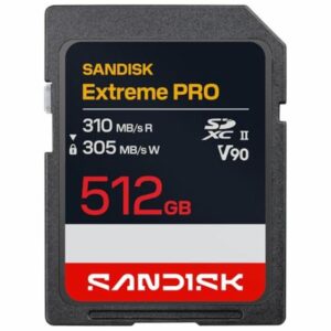 SANDISK Extreme PRO SD UHS-II V90 Card 512GB (read speeds up to 310MB/s