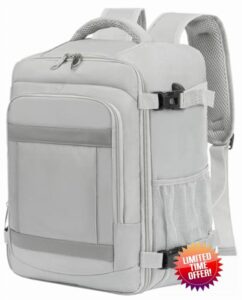 KLOSTAIN Ryanair Cabin Bags 40x30x20 Underseat 24L Laptop Carry On Backpack Fits easyJet Eurowings Wizz Air Light Grey