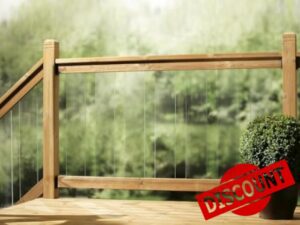 eDecks Clearview 1795mm Decking Balustrade Kit - 7-Panel Clear Tempered Glass with Softwood Rails & Fixings