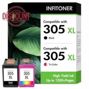 305 XL 305XL 2810e 2800e 6000 Ink Cartridges Black and Colour Compatible for HP305 Ink Cartridge for HP Deskjet 2810e 2800e 2820e 2710e 2700 2720e 2700e Envy 6000 6020e 6032e Printer (2 Pack)